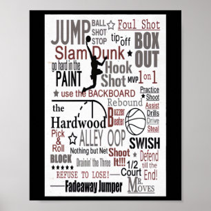 Mannen Basketbalspeler - Basketbal Jump Ball Shot Poster