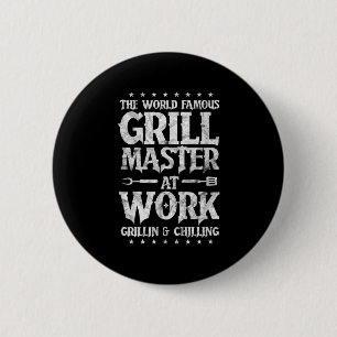 Mannen BBQ Grillmaster Funny De wereldberoemde gri Ronde Button 5,7 Cm
