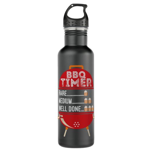 Mannen BBQ Timer Rare Medium Goed gedaan BBQ Lover Waterfles (Voorkant)