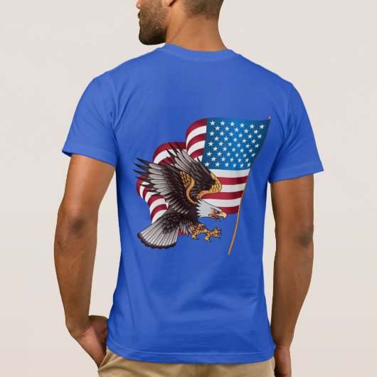 Mannen Bella Canvas T-Shirt-Eagle en vlag T-shirt (Achterkant)