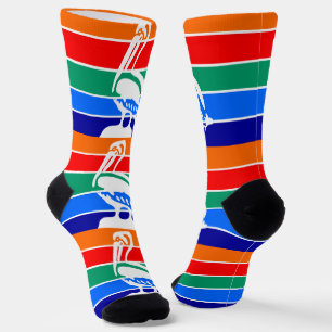 Mannen bemanningsleden sokken met de vlag van Sint