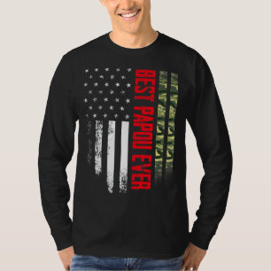 Mannen Best Papou Ever Camo American Flag Di T-shirt