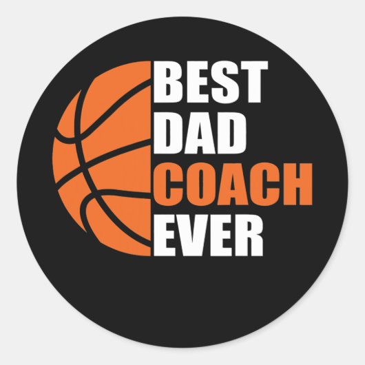 Mannen beste Basketball Papa Coach Ever Vader Ronde Sticker (Voorkant)
