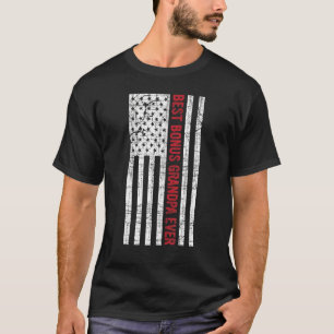 Mannen Beste Bonus Opa Ooit Amerikaans Vlag Vet T-shirt