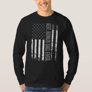 Mannen Beste Bonus Papa Ooit USA Vlag voor Stepdad T-shirt