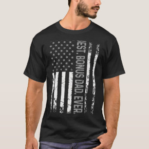 Mannen Beste Bonus Papa Ooit USA Vlag voor Stepdad T-shirt