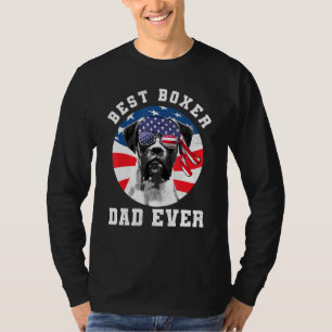 Mannen beste Boxer Dog papa Oog Amerikaanse vlag T-shirt