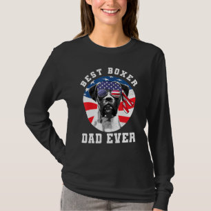 Mannen beste Boxer Dog papa Oog Amerikaanse vlag T-shirt