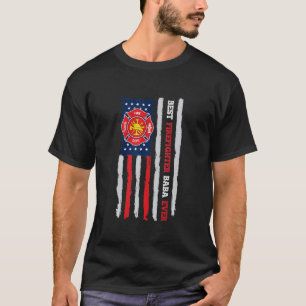 Mannen beste brandweerman Baba Ever ons vlag Vuurm T-shirt