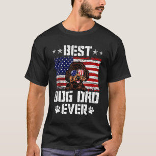 Mannen beste hond vader ooit met Amerikaanse vlag T-shirt