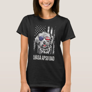 Mannen Beste Lhasa Ook Pap Ooit American Flag Dog T-shirt