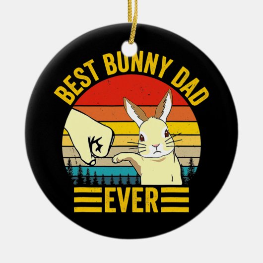 Mannen beste pap ooit  konijnenhoed keramisch ornament (Voorkant)