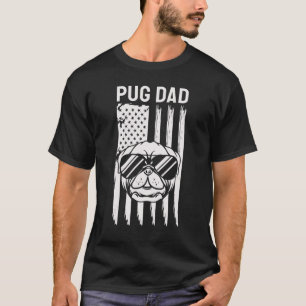 Mannen Beste Pug Papa Hondendier Leuke US Flag Pug T-shirt