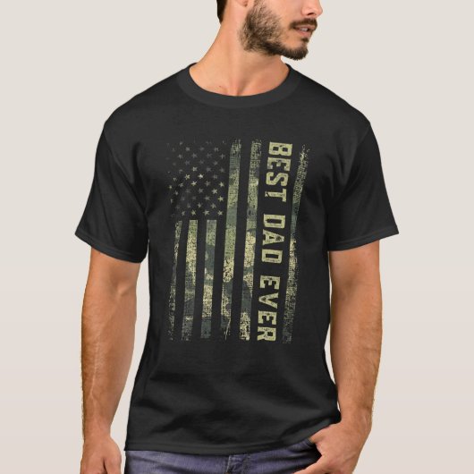 Mannen beste vader ooit Amerikaanse vlag Camo Funn T-shirt (Voorkant)