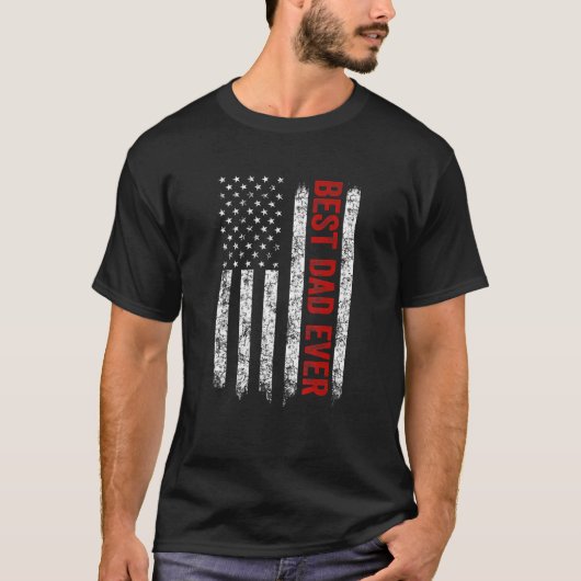 Mannen beste vader ooit Amerikaanse vlag Vaderdag T-shirt (Voorkant)