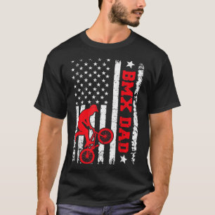 Mannen Bike Rider Amerikaanse vlag BMX Papa Fath T-shirt
