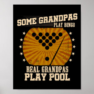 Mannen Biljart Opa Shirt - Real Grandpas Play Poster