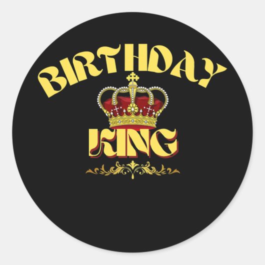 Mannen BIRTHDAY KING Ronde Sticker (Voorkant)