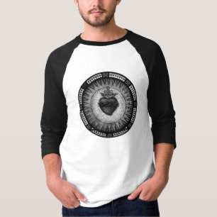 Mannen Black en White Sacred Heart Raglan Shirt