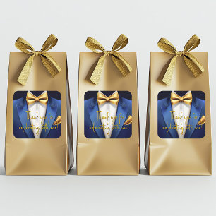 Mannen Blauw Goud Verjaardagsfeest Vierkante Sticker