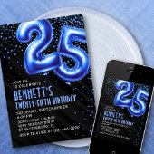 Mannen Blauwe 25ste Verjaardag Uitnodiging