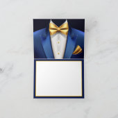 Mannen Blue Gold Tuxedo verjaardagsfeestje Bedankkaart (Binnen)
