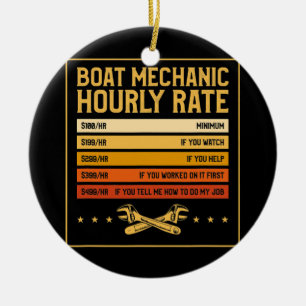 Mannen Boat Mechanic Hourly Rate Funny Mechanical Keramisch Ornament