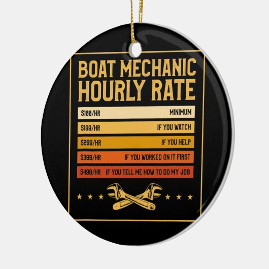 Mannen Boat Mechanic Hourly Rate Funny Mechanical Keramisch Ornament (Links)