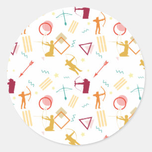 Mannen boogschieten - Boys Bow and Arrow Pattern Ronde Sticker