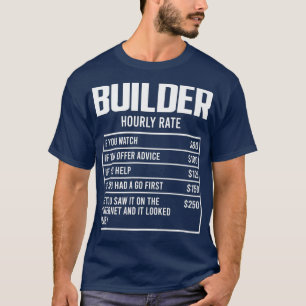 Mannen Bouwer Uurly Tarief Funny Gift Construction T-shirt