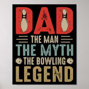 Mannen bowler pap bowling legende Vaderdag Poster