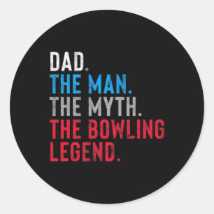 Mannen bowlinglegende cadeau voor Dad's Who Bowl Ronde Sticker
