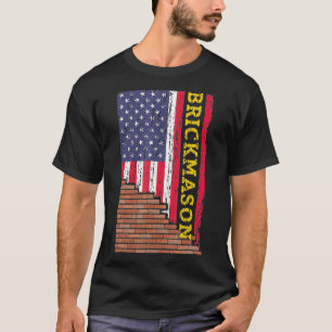 Mannen Brick Mason Bricklayer Masonry Dad US Flag T-shirt