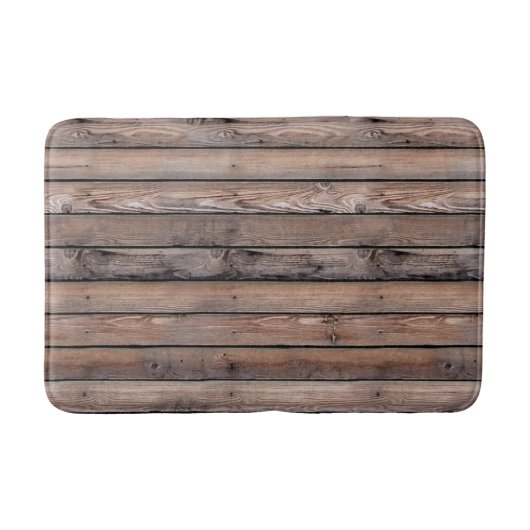 Mannen Bruin Barn Wood Rustic Faux Lumber Stripes Badmat (Voorkant)