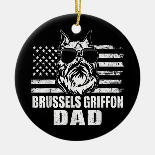 Mannen Brussel Griffon Dad Cool Retro Keramisch Ornament (Voorkant)