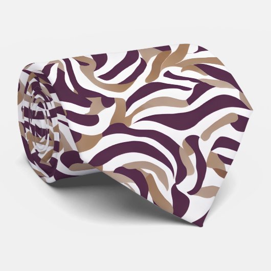 Mannen Burgundy Taupe en Wit Stropdas (Opgerold)