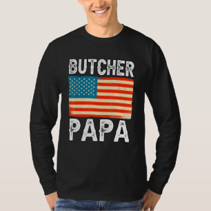 Mannen Butchery Butcher Papa Usa Flag Slachterman T-shirt