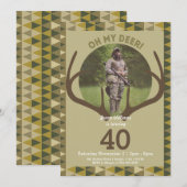 Mannen Camo Deer Antlers Birthday jagen Kaart (Voorkant / Achterkant)