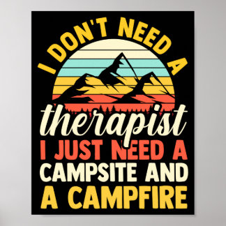 Mannen camping kampvuur kamperen leven bos kampeer poster
