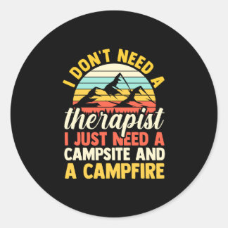 Mannen camping kampvuur kamperen leven bos kampeer ronde sticker