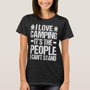 Mannen camping kampvuur kamperen leven bos kampeer t-shirt