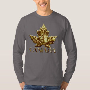 Mannen Canada Shirt Gold Maple Leaf Long Meve T-sh