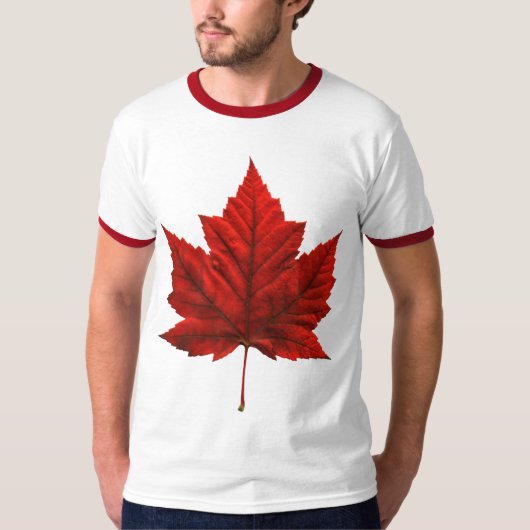 Mannen Canada Vlag Ringer T-shirt Souvenir Shirt (Voorkant)