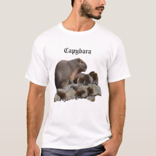 Mannen capybara mama met haar baby's tshirt