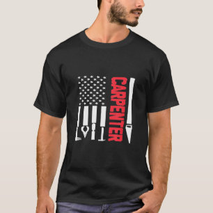 Mannen Carpenter Woodworking USA American Flag T-S T-shirt