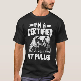 Mannen Certified Tit Puller Cute Koeien Animal Gra T-shirt