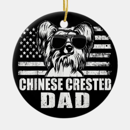 Mannen Chinese Crested Dad Cool Retro Proud Keramisch Ornament (Voorkant)