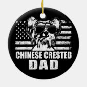 Mannen Chinese Crested Dad Cool Retro Proud Keramisch Ornament (Achterkant)