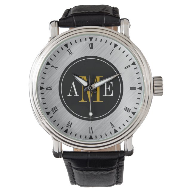 Mannen Classy Geel Monogram Horloge (Voorkant)