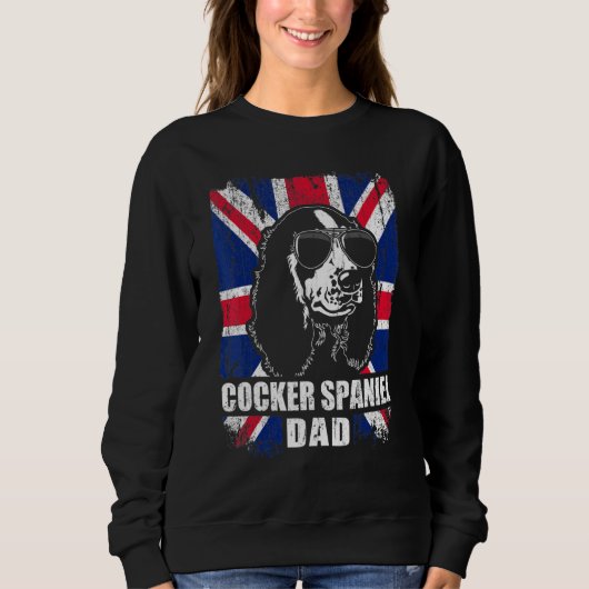 Mannen Cocker Spaniel Dad Cool Uk Flag  Retro Trui (Voorkant)